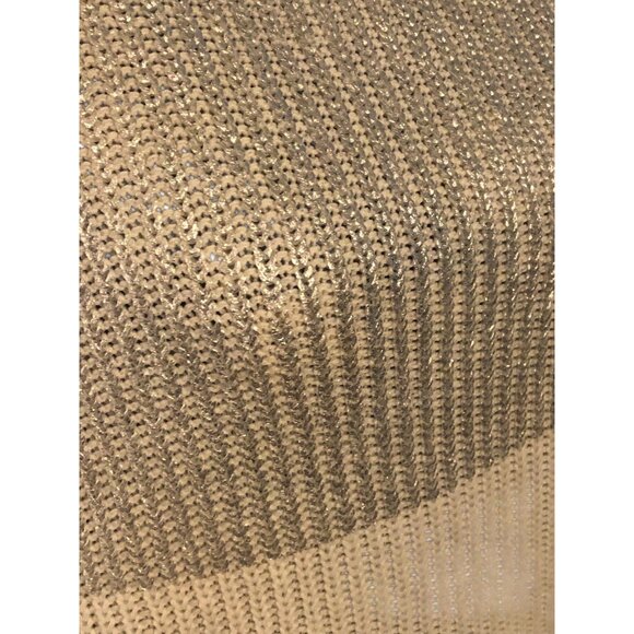 Chicos Silver Cream Crewneck Pullover Glitz Zipper Back Sweater Sz M - Picture 6 of 14